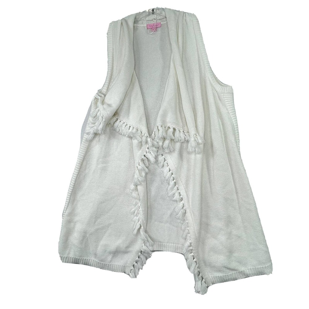 Lilly Pulitzer 100% Cotton Womens‎ Size Large Knit Fringe Cardigan Sweater